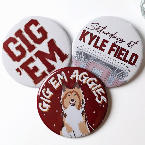 TEXAS A&M Maroon Game Day Tailgate Buttons | Game Day Pins | College Football | Tailgate Buttons | TAMU Gameday Pinback Buttons