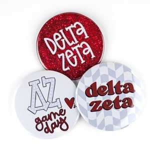 Delta Zeta Maroon Game Day Tailgate Buttons | Game Day Pins | College Football | Tailgate Buttons | TAMU Pinback Buttons