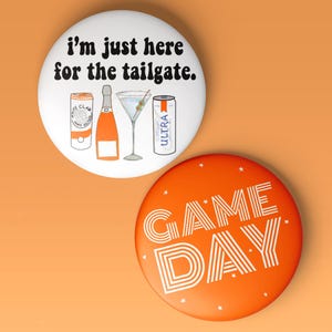 Orange Game Day Tailgate Buttons | Game Day Pins | College Football | Tailgate Buttons | Football Button | Pinback Buttons