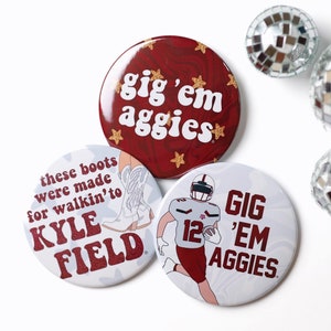 TEXAS A&M Maroon Game Day Buttons | Game Day Pins | College Football | Tailgate Buttons | TAMU Gameday Pinback Buttons