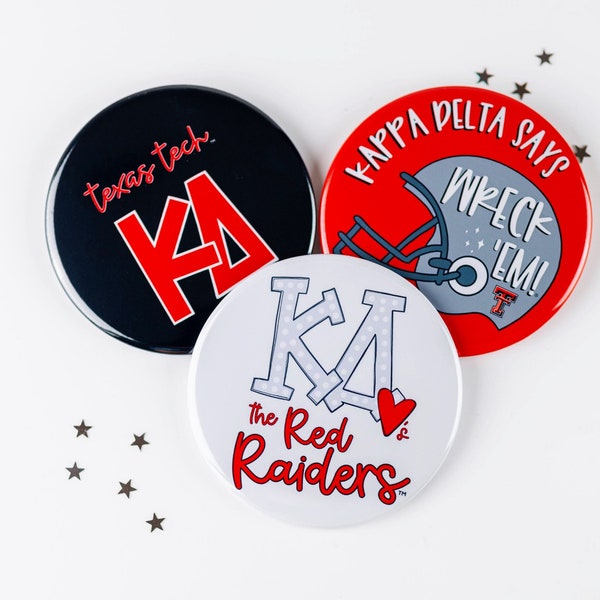 Kappa Delta Texas Tech Game Day Tailgate Buttons | Game Day Pins | College Football | Tailgate Buttons | Sorority Buttons | Sorority Pins