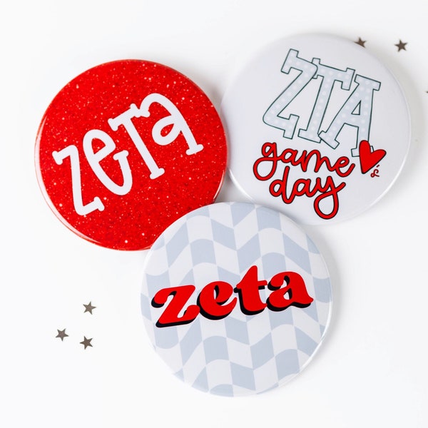 Zeta Greek Game Day Tailgate Buttons | Game Day Pins | College Football | Tailgate Buttons | Sorority Buttons | Sorority Pins