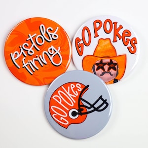Oklahoma State University Game Day Buttons | Gameday Pins | College Football | Tailgate Buttons | Gameday Pinback Buttons