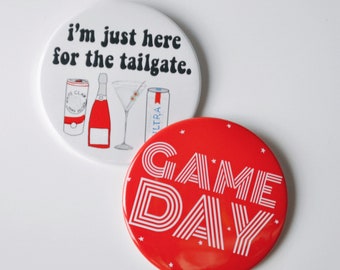 Red Game Day Tailgate Buttons | Game Day Pins | College Football | Tailgate Buttons | Football Button | Gameday Pinback Buttons