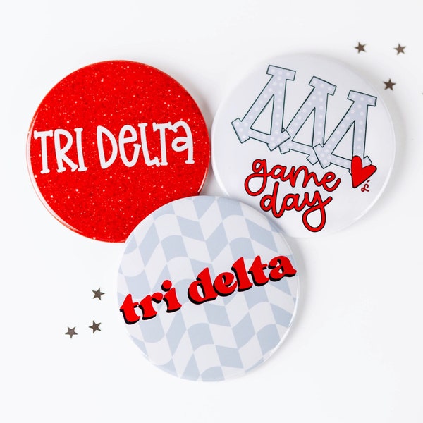 Tri Delta Game Day Tailgate Buttons | Game Day Pins | College Football | Tailgate Buttons | Sorority Buttons | Sorority Pins