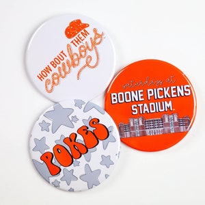 Oklahoma State University Game Day Buttons | Gameday Pins | College Football | Tailgate Buttons | Gameday Pinback Buttons | OSU Football