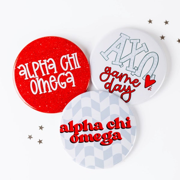 Alpha Chi Omega Game Day Tailgate Buttons | Game Day Pins | College Football | Tailgate Buttons | Sorority Buttons | Sorority Pins