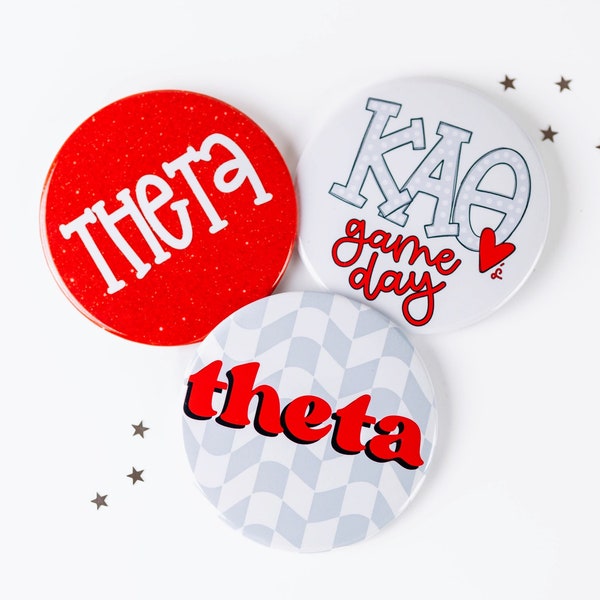 Kappa Alpha Theta Greek Game Day Tailgate Buttons | Game Day Pins | College Football | Tailgate Buttons | Sorority Buttons | Sorority Pins