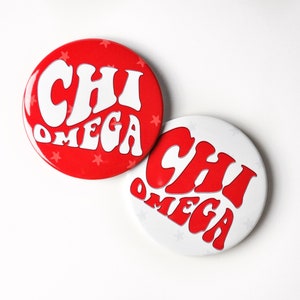 Chi Omega Greek Game Day Tailgate Buttons | Game Day Pins | College Football | Tailgate Buttons | Sorority Buttons | Sorority Pins