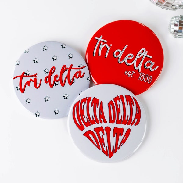 Tri Delta Game Day Tailgate Buttons | Game Day Pins | College Football | Tailgate Buttons | Sorority Buttons | Sorority Pins