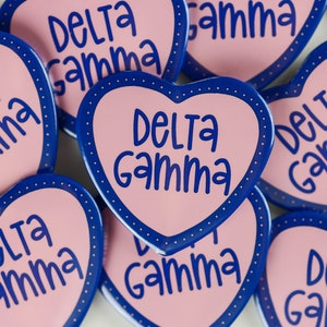 Delta Gamma Heart Shape Greek Game Day Tailgate Buttons | Game Day Pins | Pinback Buttons | Sorority Buttons | Sorority Pins