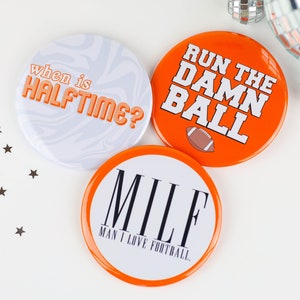 Orange Game Day Tailgate Buttons | Game Day Pins | College Football | Tailgate Buttons | Football Button | Pinback Buttons
