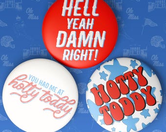 Ole Miss Game Day Buttons | Gameday Pins | College Football | Tailgate Pins | Rebels Gameday Pinback Buttons | University of Mississippi