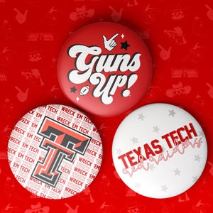 TEXAS TECH Game Day Buttons | Gameday Pins | College Football | Tailgate Buttons | Gameday Pinback Buttons