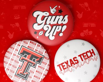 TEXAS TECH Game Day Buttons | Gameday Pins | College Football | Tailgate Buttons | Gameday Pinback Buttons