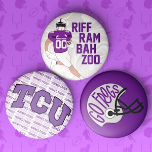Texas Christian University Game Day Buttons | Gameday Pins | College Football | Tailgate Button | Pinback Buttons | TCU Football | TCU Frogs