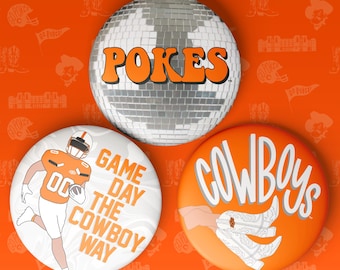 Oklahoma State University Game Day Buttons | Gameday Pins | College Football | Tailgate Buttons | Gameday Pinback Buttons | OSU Football