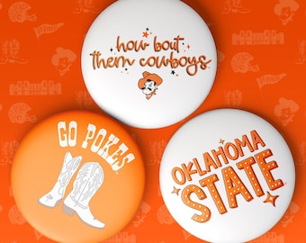 Oklahoma State University Game Day Buttons | Gameday Pins | College Football | Tailgate Buttons | Gameday Pinback Buttons | OSU Football