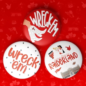 TEXAS TECH Game Day Buttons | Gameday Pins | College Football | Tailgate Buttons | Gameday Pinback Buttons