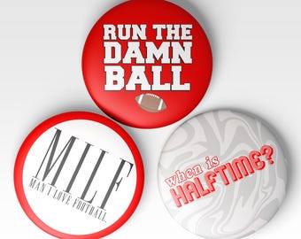 Red Game Day Tailgate Buttons | Game Day Pins | College Football | Tailgate Buttons | Football Button | Gameday Pinback Buttons