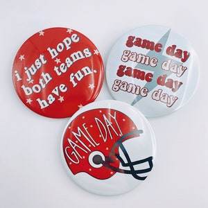 Red Game Day Tailgate Buttons | Game Day Pins | College Football | Tailgate Buttons | Football Button | Gameday Pinback Buttons