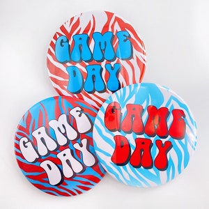 Zebra Blue & Red Game Day Tailgate Buttons | Game Day Pins | College Football | Tailgate Buttons | Football Button Gameday Pinback Buttons