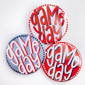Red Game Day Polka Dots Tailgate Buttons | Game Day Pins | College Football | Tailgate Buttons | Football Button Gameday Pinback Buttons