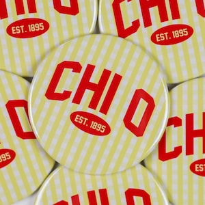 Chi Omega Gingham Greek Game Day Tailgate Buttons | Game Day Pins | Pinback Buttons | Sorority Buttons | Sorority Pins | Chi O Rush Gift