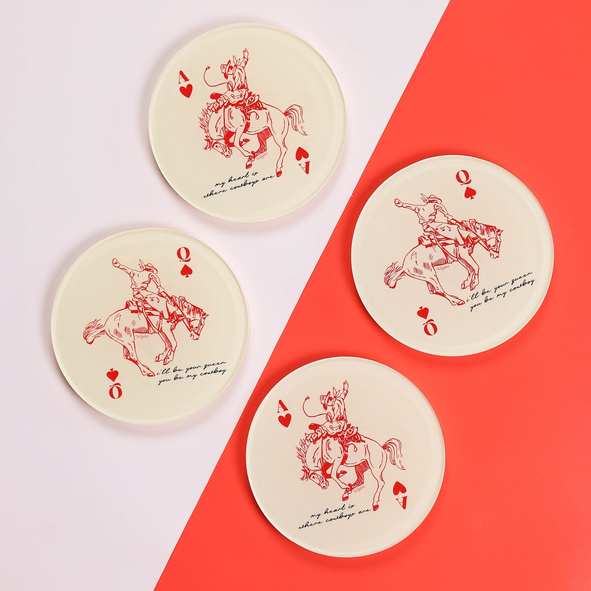 Western Cowboy Cards Acrylic Coasters Dual-sided Acrylic Coasters Drink Accessories Bar Cart Decor Set of 2 or 4 Table Decor - Etsy