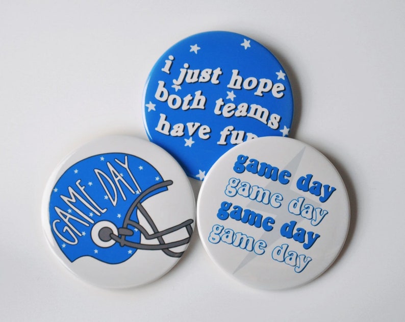Blue Game Day Tailgate Buttons Game Day Pins College Etsy