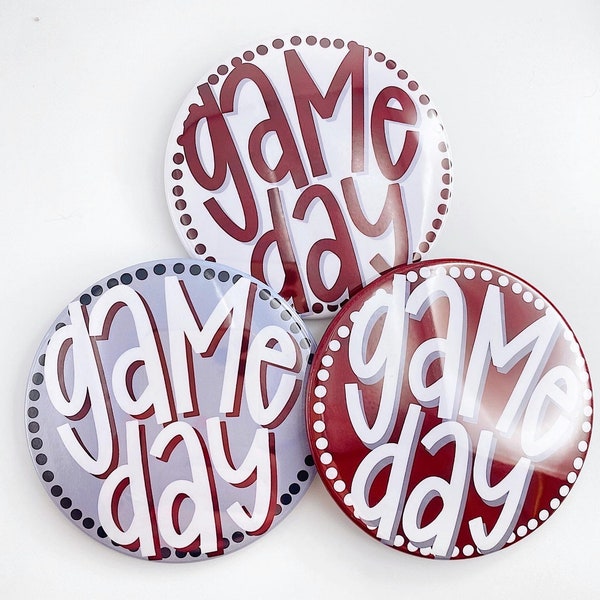 Maroon Game Day Polka Dots Tailgate Buttons | Game Day Pins | College Football | Tailgate Buttons | Football Button Gameday Pinback Buttons