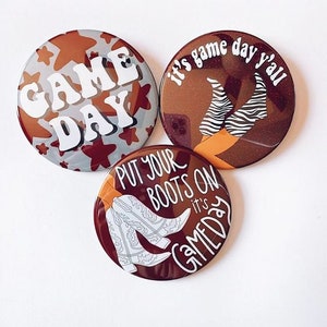 Maroon Game Day Tailgate Buttons | Game Day Pins | College Football | Tailgate Buttons | Football Button | Gameday Pinback Buttons