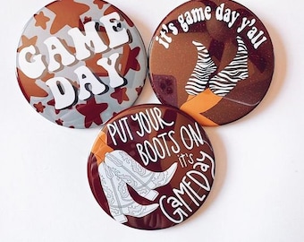 Maroon Game Day Tailgate Buttons | Game Day Pins | College Football | Tailgate Buttons | Football Button | Gameday Pinback Buttons