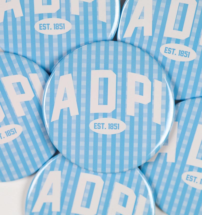 Alpha Delta Pi Gingham Greek Game Day Tailgate Buttons | Game Day Pins ...