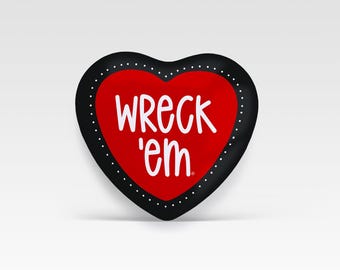 TEXAS TECH Heart Shape Wreck 'Em Game Day Buttons | Gameday Pins | College Football | Tailgate Buttons | Gameday Pinback Buttons