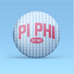 Pi Beta Phi Gingham Greek Game Day Tailgate Buttons | Game Day Pins | Pinback Buttons | Sorority Buttons | Sorority Pins | Pi Phi Rush Gift