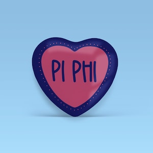 Pi Beta Phi Heart Shape Greek Game Day Tailgate Buttons | Game Day Pins | Pinback Buttons | Sorority Buttons | Sorority Pins