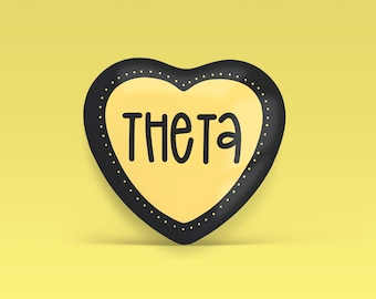 Kappa Alpha Theta Heart Shape Greek Game Day Tailgate Buttons | Game Day Pins | Pinback Buttons | Sorority Buttons | Sorority Pins