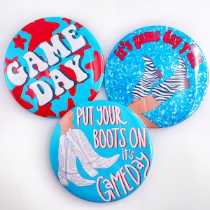 Blue & Red Game Day Tailgate Buttons | Game Day Pins | College Football | Tailgate Buttons | Football Button Gameday Pinback Buttons