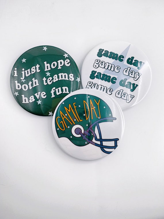 Green Game Day Tailgate Buttons Game Day Pins College Etsy