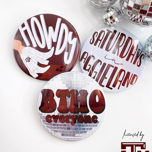 TEXAS A&M Maroon Game Day Tailgate Buttons Game Day Pins Etsy