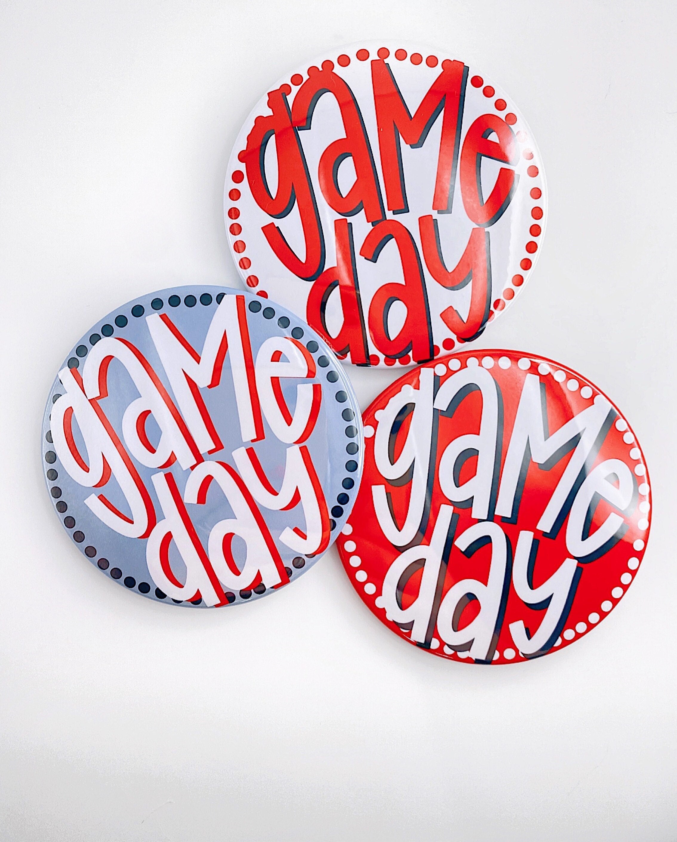 Red Game Day Polka Dots Tailgate Buttons | Game Day Pins | College Football | Tailgate Buttons | Football Button Gameday Pinback Buttons