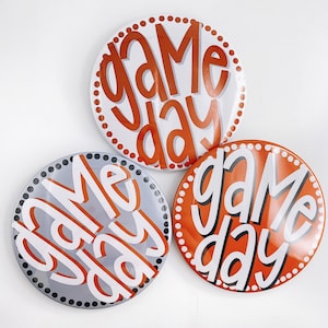 Burnt Orange Game Day Tailgate Buttons | Game Day Pins | College Football | Tailgate Buttons | Football Button | Gameday Pinback Buttons
