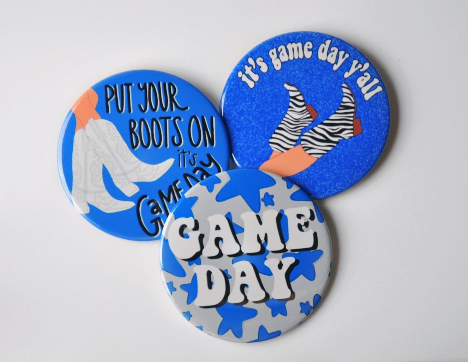 Blue Game Day Tailgate Buttons Game Day Pins College Etsy