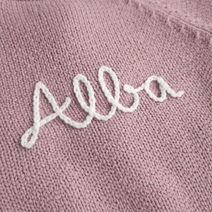 Personalised Baby Girl Duck Cardigan, Hand Embroidered Dusky Pink Knitwear image 6