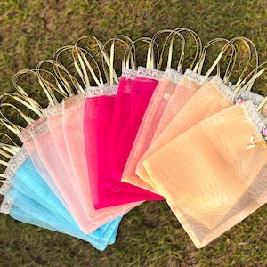 Sacchetti per bomboniere in tessuto di design con motivo a loto / Sacchetto regalo di ritorno / Sacchetto per cesto / Sacchetto multicolore / Sacchetti per feste