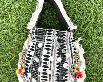Banjara Potli Bag: Boho Coin Drawstring Bag with Tassels