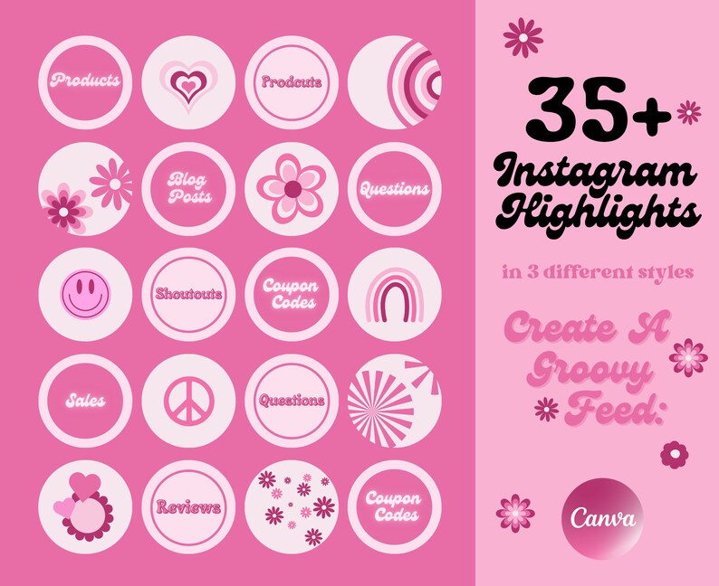 Retro Pink Instagram Template Posts, Canva Templates , Social Media ...