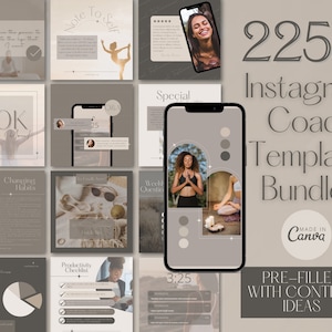 Coach Instagram Template, Canva Template, Life Wellness Health IG Template, Coaching Business, Post Stories grey social media content