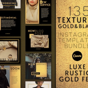 Black Gold Business Instagram Templates, Engagement IG Template, Instagram Content Feed Quotes Luxury Fashion Lashes Nails Hair Beauty Coach